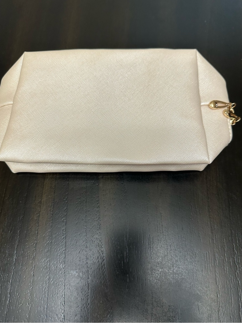 Elegant Cream Makeup Bag with Gold Hardware